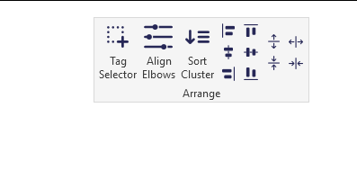 Arrange tools panel with Tag Selector, Align Elbows, and alignment/spacing buttons